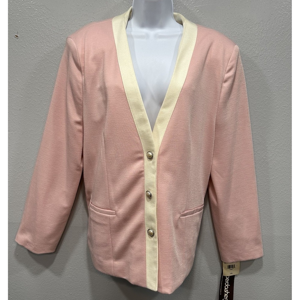 Haberdashery Leslie Fay Vintage Pink Cream Shawl Collar Blazer Size 16  NWTNWT